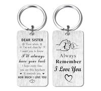 Jzxwan I Love You My Sister Christmas Keyring Gifts, I Will Always Your Back Sister Birthday Keyring Present, Meaningful Key Ring from Brother
