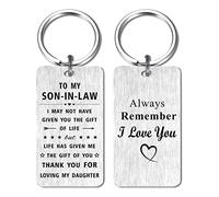 Jzxwan Son In Law Gifts from Mother of the Bride, Future Son-in-Law Birthday Wedding Christmas Keyring Present, Alway Remember I Love You Key Ring for Groom