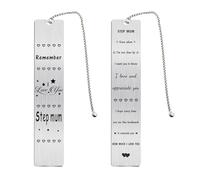 Jzxwan Step Mum Christmas Bookmark Gifts for Women, I Love You My Step Mum Gifts, Thank You Bonus Mother Birthday Present, Dear Stepmum Bookmark