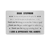 Jzxwan Step Mum Gifts for Women, Stepmum Christmas Birthday Card from Step Daughter, I Love Step Mum Thank You Bonus Mother Present
