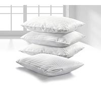 K&A® Pillow Protectors 4 Pack - 100% Brushed Microfiber Hotel Quality Soft Satin Stripe Zipped Pillow Covers - Hypoallergenic, Anti Allergy, Anti Dust Mite & Breathable Pillow Cases - White (48x74cm)