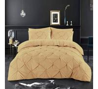 K&A® Pintuck Pinch Pleat Double Duvet Set with Zipper Closure including Pillowcase - Ultrasoft Brushed Microfiber - Easy Care & Machine Washable (Beige - 200x200)