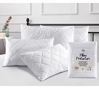 K&A® Quilted Pillow Protectors 2 Pack Zipped | Ultra Luxe, Soft, Noiseless and Breathable Microfiber Pillow Case Protector | Hypoallergenic and Anti Allergy Pillow Protectors | UK Standard 48x74 CM