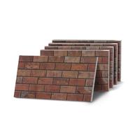 K&B Panels 3D Wall Panels, Classic Brick Effect Styrofoam Wall Panelling Kit, Lightweight, Easy to Install, Dual Insulation to Reduce Acoustic Noise, Indoor & Outdoor (Warm Red) (5 Panels)