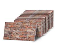 K&B Panels 3D Wall Panels, Rustic Brick Effect Styrofoam Wall Panelling Kit, Lightweight, Easy to Install, Dual Insulation to Reduce Acoustic Noise, Indoor & Outdoor (Rustic Tuscan Red) (10 Panels)