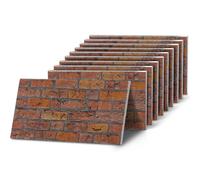 K&B Panels 3D Wall Panels, Rustic Brick Effect Styrofoam Wall Panelling Kit, Lightweight, Easy to Install, Dual Insulation to Reduce Acoustic Noise, Indoor & Outdoor (Victorian Amber) (10 Panels)