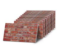 K&B Panels 3D Wall Panels, Rustic Brick Effect Styrofoam Wall Panelling Kit, Lightweight, Easy to Install, Dual Insulation to Reduce Acoustic Noise, Indoor & Outdoor (Farmhouse Red) (10 Panels)