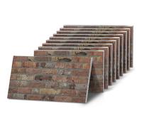 K&B Panels 3D Wall Panels, Rustic Brick Effect Styrofoam Wall Panels, Lightweight, Easy to Install, Dual Insulation to Reduce Acoustic Noise, Indoor & Outdoor (Heritage Brown) (10 Panels)