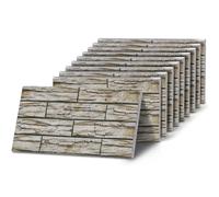 K&B Panels 3D Wall Panels, Slate Effect Styrofoam Wall Panelling Kit, Lightweight, Easy to Install, Dual Insulation to Reduce Acoustic Noise, Indoor & Outdoor (Block Slate Ivory) (10 Panels)