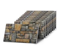 K&B Panels 3D Wall Panels, Stone Effect Styrofoam Wall Panelling Kit, Lightweight, Easy to Install, Dual Insulation to Reduce Acoustic Noise, Indoor & Outdoor (Golden Grey) (10 Panels)
