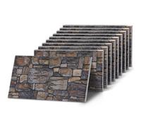 K&B Panels 3D Wall Panels, Stone Effect Styrofoam Wall Panels, Lightweight, Easy to Install, Acoustic Insulation, Indoor & Outdoor, (Cottage Dark Natural) (10 Panels)