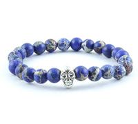 K&B Skull Bracelet Blue Marble Silver Skull Fashion Vintage Rocker Fashion Jewellery Blue / Silver