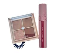 K-Beauty Makeup Set - rom&nd Eyeshadow Palette (03 Dry Ragras) + Juicy Lasting Tint (23 Nucadamia) + Hair Elastic - Korean Cosmetics Bundle by ECLECTUS
