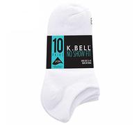 K. Bell Ladies - No Show Sock - 10 Pair Pack (Sock size 4-10, White), White, 8-10 UK