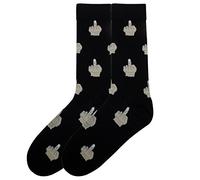 K. Bell Men`s Crew Socks - Extended Sizes Available, 10-13, Middle Finger