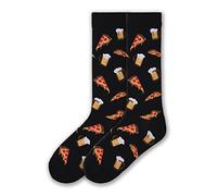 K. Bell Mens Pizza and Beer Crew Socks, 10-13, Black