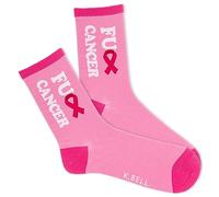 K. Bell Socks Women's Fun Conversation Starter Crew Socks-1 Pairs-Cool & Cute Pop Culture Gifts, Fu Cancer (Geranium), 3.5-9 UK