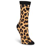 K. Bell Socks Women's Fun Patterns & Designs Crew Socks-1 Pairs-Cool & Cute Novelty Gifts, Leopard Print (Black), 3.5-9 UK