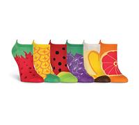 K BELL Women's 6 Pair Pack Fun Food and Beverage Novelty Low Cut No Show Socks Casual, Fruit (Red), 3.5-9 UK (Pack of 6)