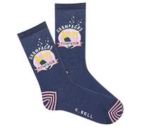 K. Bell Women's Fun Food & Drink Crew Socks - 1 Pairs - Cool & Cute Pop Culture Novelty Gifts, Champagne Campaign (Navy), 3.5-9 UK