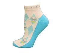 K. Bell Womens Golf Argyle Ankle Socks, White, 9-11