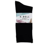K. Bell Women's Modal Roll Top Socks, 6 Pairs, Black, Fits Shoe Sizes 5.5-10, Black, One size