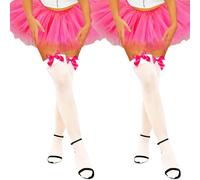 K BKVAVA 2 Pairs Women's Bow Thigh High Stockings Satin Bow Over The Knee Highs Socks,White with Rose Bows