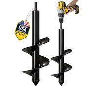 K-Brands Auger Drill Bit for Planting - 4 x 12 Inch - Garden Spiral Hole Drill Planter for Bulb Planting, Bedding Plants, Umbrella Holes - 3/8 Inch Hex Drive Drill