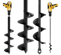 K-Brands Post Hole Digger, 2 Pack 4 x 41 cm & 9 x 41 cm Alloy Steel Garden Spiral Drill Bit, Bulb Planter & Hole Auger Drill Bit for 3/8" Hex, Planting Soil, Trees & Fence Post Auger