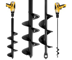 K-Brands Post Hole Digger, 2 Pack 4 x 41 cm & 9 x 41 cm Alloy Steel Garden Spiral Drill Bit, Bulb Planter & Hole Auger Drill Bit for 3/8" Hex, Planting Soil, Trees & Fence Post Auger