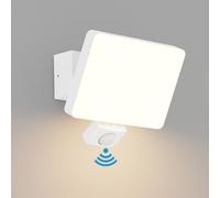 K-Bright 24W Outdoor Light with Motion Detector, Outdoor Light Adjustable Lighting Angle, 3000K Warm Light Wall Light, IP65 Wall Light (White)