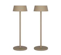 K-Bright Pack of 2 LED Battery Table Lamp 32.5 cm Aluminium Khaki