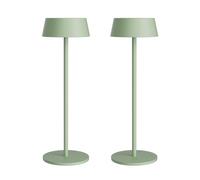 K-Bright Pack of 2 LED Battery Table Lamps, Wireless Table Lamp, 3000 K Warm White LED Table Lamp Outdoor, Dimmable Table Lamp, Suitable for Dining, Reading, Bedroom, Garden and Much More, Green