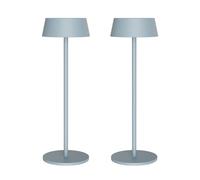 K-Bright Pack of 2 LED Battery Table Lamps, Wireless Table Lamp, 3000 K Warm White LED Table Lamp Outdoor, Dimmable Table Lamp, Suitable for Dining, Reading, Bedroom, Garden and Much More, Blue