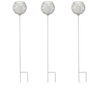 K By Kelly Hoppen Set of 3 Outdoor Battery Stake Lights with Candle... BLACK GLOBE