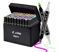 K.CINE 80 Oil Based Paint Markers, Dual Tip Waterproof Marker Pen for Metal, Fabric, Ceramic, Glass, Wood Craft, DIY, Porcelain Art