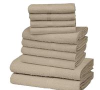 K Collection 10 Piece Egyptian Cotton Towel Set - 4 x Face, 4 x Face & 2 x Bath Bale Set - Soft & Absorbent Towels - Ultimate Bathroom Essentials - Taupe