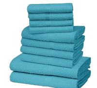 K Collection 10 Piece Egyptian Cotton Towel Set - 4 x Face, 4 x Face & 2 x Bath Bale Set - Soft & Absorbent Towels - Ultimate Bathroom Essentials - Teal