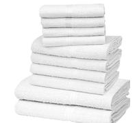 K Collection 10 Piece Egyptian Cotton Towel Set - 4 x Face, 4 x Face & 2 x Bath Bale Set - Soft & Absorbent Towels - Ultimate Bathroom Essentials - White