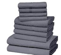 K Collection 10 Piece Egyptian Cotton Towel Set - 4 x Face, 4 x Face & 2 x Bath Bale Set - Soft & Absorbent Towels - Ultimate Bathroom Essentials - Charcoal