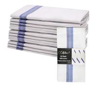 K Collection 12 Pack Kitchen Towels - 100% Pure Cotton Classic Herringbone Weave - Large Size (50 x 70cm) - Absorbent, Lint Free, Restaurant Bar Glass Kitchen Cloths Dish Tea Towel - (Blue Pack)