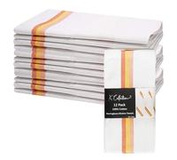 K Collection 12 Pack Kitchen Towels - 100% Pure Cotton Classic Herringbone Weave - Large Size (50 x 70cm) - Absorbent, Lint Free, Restaurant Bar Glass Kitchen Cloths Dish Tea Towel - (Red Pack)