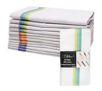 K Collection 12 Pack Kitchen Towels - 100% Pure Cotton Classic Herringbone Weave - Large Size (50 x 70cm) - Absorbent, Lint Free, Restaurant Bar Glass Kitchen Cloths Dish Tea Towel - (Assorted Pack)
