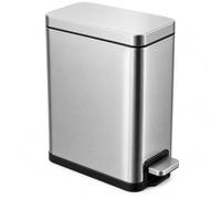 K Collection 5 Litre Rectangular Pedal Bin - Soft Close Stainless Steel Bathroom Waste Bin - Stay-Open Lid - Removable Inner Bucket - Fingerprint Resistant - Ideal for Bathroom, Bedroom & Office