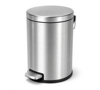 K Collection 5 Litre Step Bin Stainless Steel -Pedal Bin - Removable Inner Bucket - Fingerprint Resistant - Compact Round Waste Bin for Bathroom, Bedroom & Office