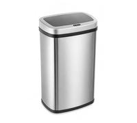 K Collection 50L Sensor Bin for Kitchen - Large Automatic Motion Sensor Waste Bin - Touchless Infrared Lid, Soft-Close, Fingerprint-Resistant Steel - USB-C or Battery Powered - Home, Office - Silver