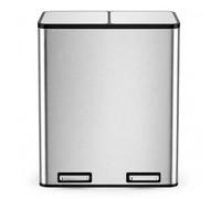 K Collection 60L Double Recycling Bin for Kitchen | Soft-Close Dual Pedal Step Bin | Brushed Stainless Steel | Anti-Fingerprint | Removable Inner Compartments | 2 x 30L