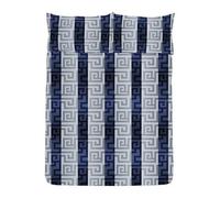 K Collection Athena Reversible Duvet Set Navy/silver (Double)