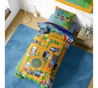 K Collection Champion Road Track Single Duvet Set - Reversible Racing Car Bedding for Kids - Fun Track Layout Design & Sports Cars - Polycotton Bedding with Matching Pillowcase