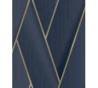 K Collection Debona Armando Herringbone Geometric Metallic Vinyl Wallpaper Navy 2121